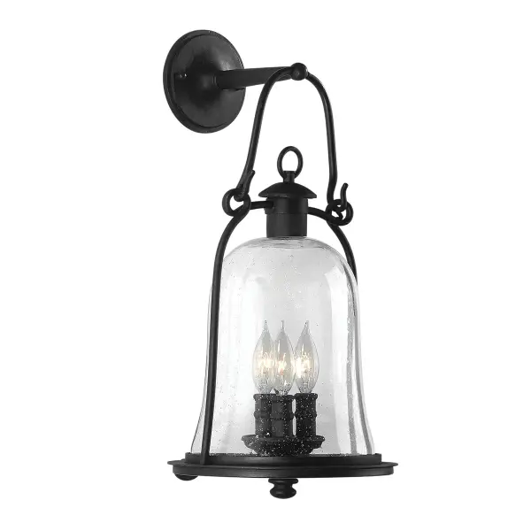Owings Mill Three Light Wall Lantern in Textured Black