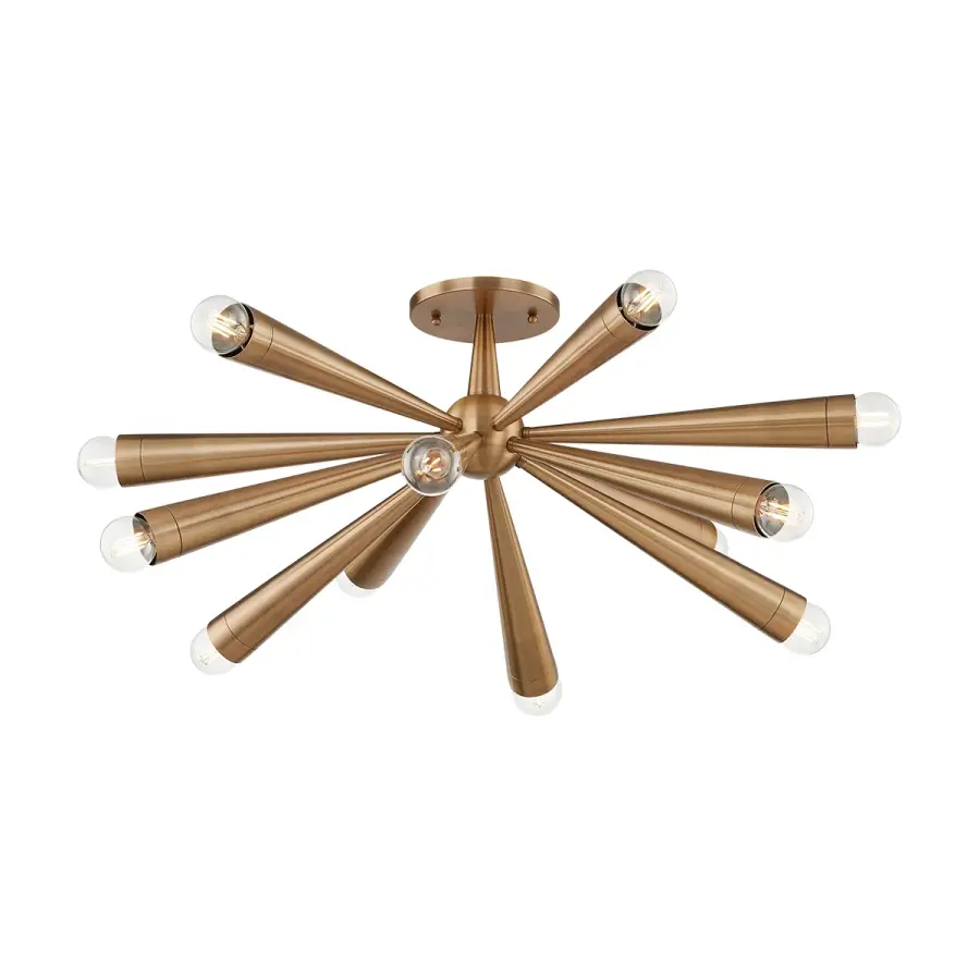 Keanu 12-Light Semi-Flush Mount in Patina Brass