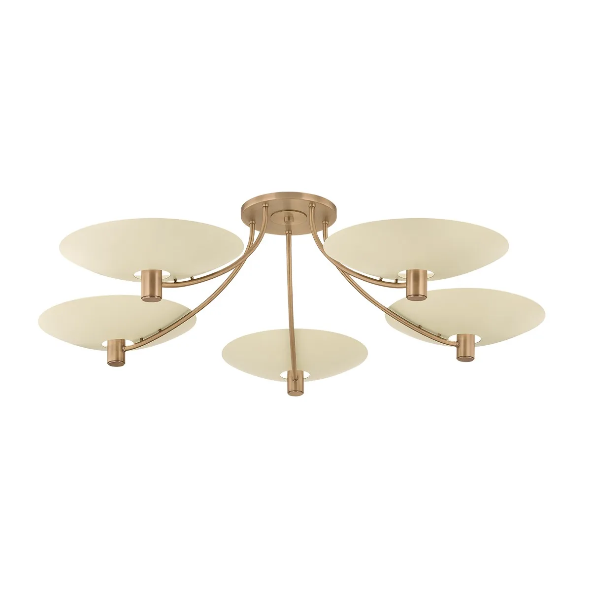 Wolfe Five Light Semi Flush Mount in Patina Brass