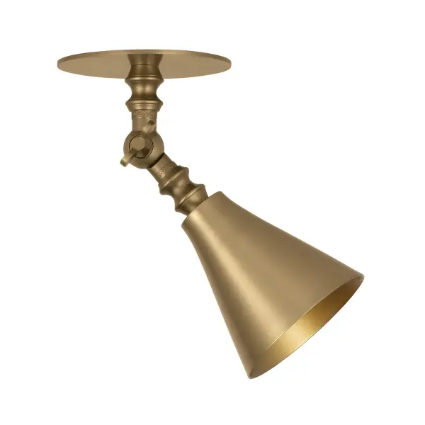 A compact, industrial-style flush mount that combines vintage charm with modern functionality. The swivel head provides precise directional lighting, making it ideal for task-focused areas or accent lighting.