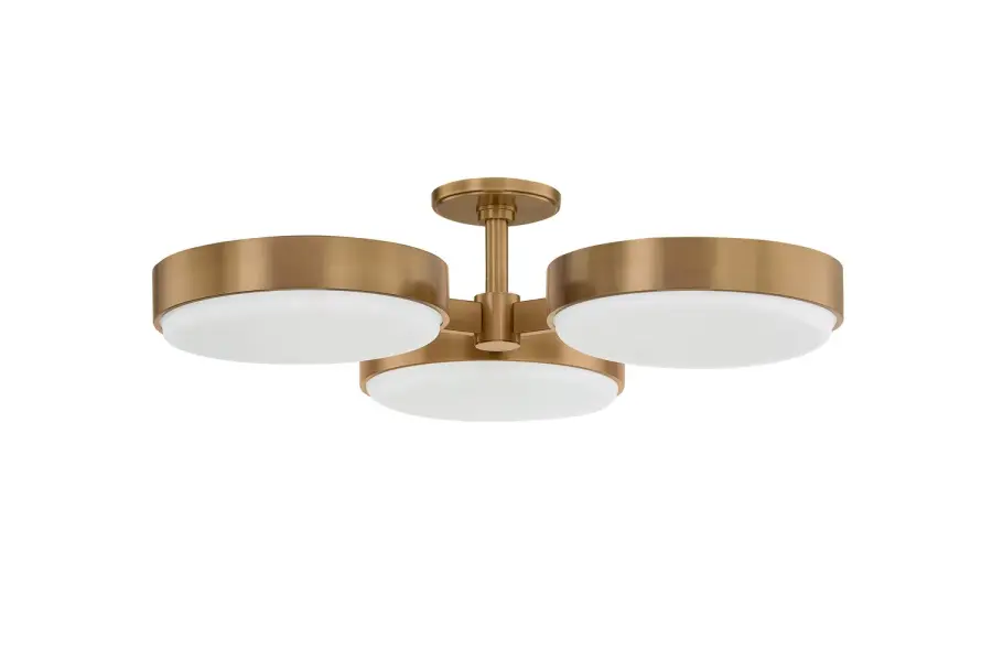 Rory Three Light Semi Flush Mount in Patina Brass