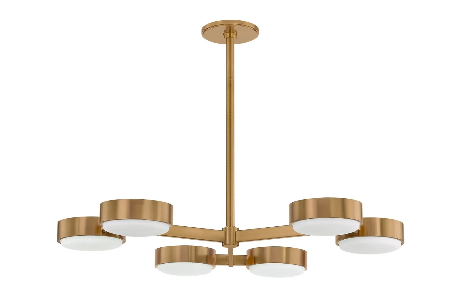Rory Six Light Semi Flush Mount in Patina Brass