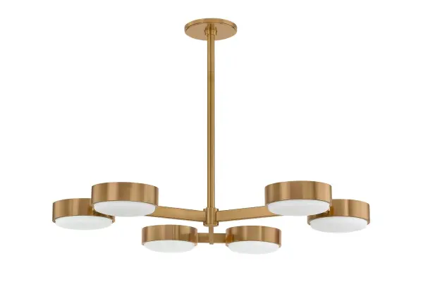 Rory Six Light Semi Flush Mount in Patina Brass