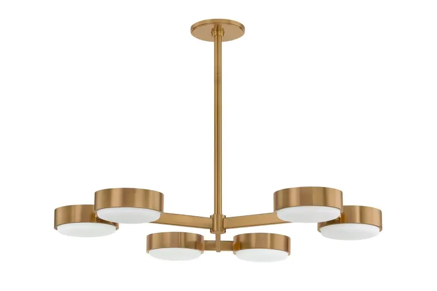 Rory Six Light Semi Flush Mount in Patina Brass