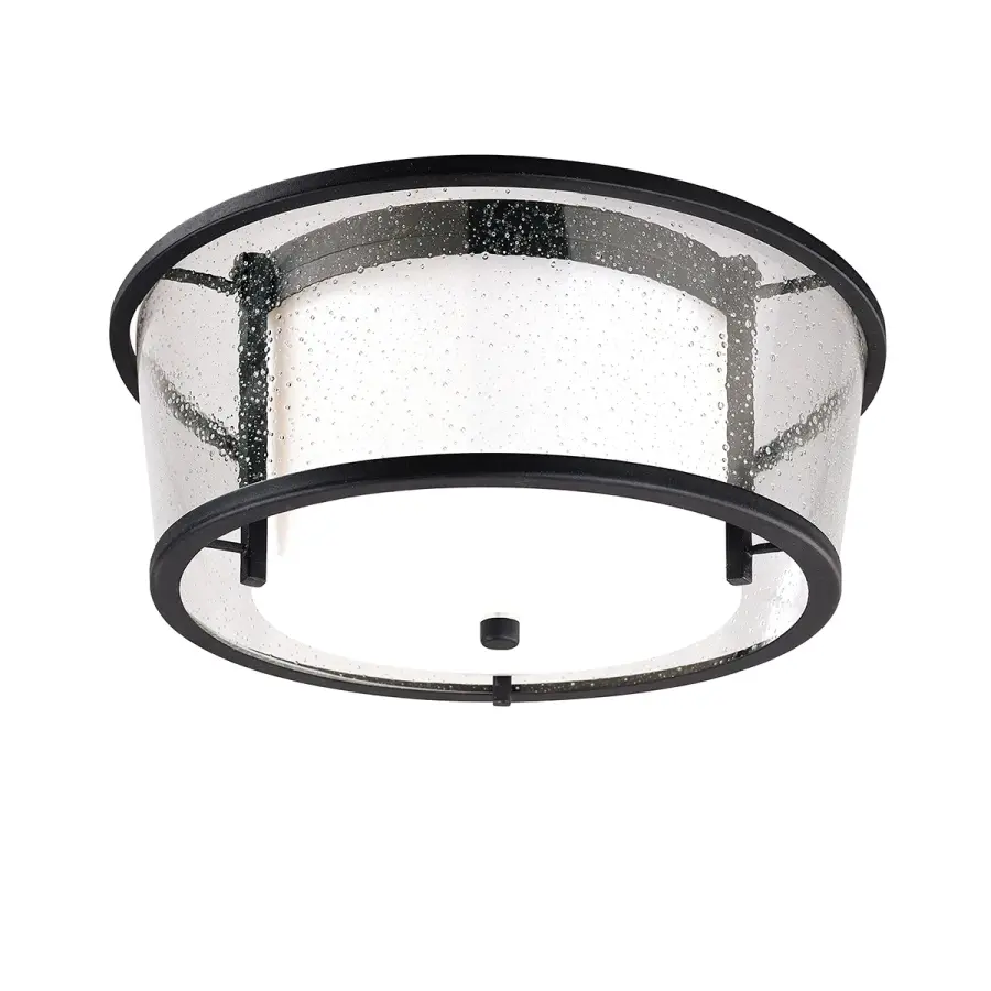 Bennington Two Light Flush Mount in Textured Black