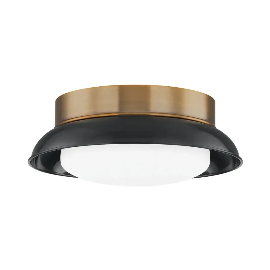 Arnie Two Light Flush Mount in Patina Brass