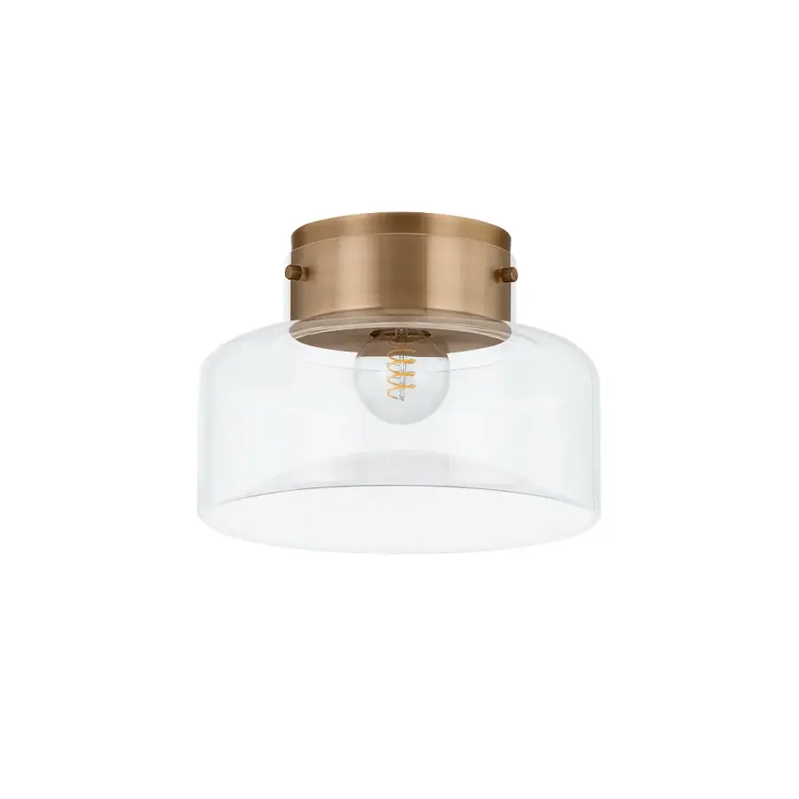 Bellow One Light Flush Mount in Patina Brass