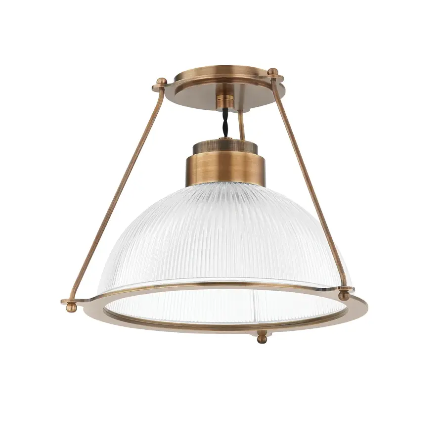 Glint One Light Semi Flush Mount in Patina Brass