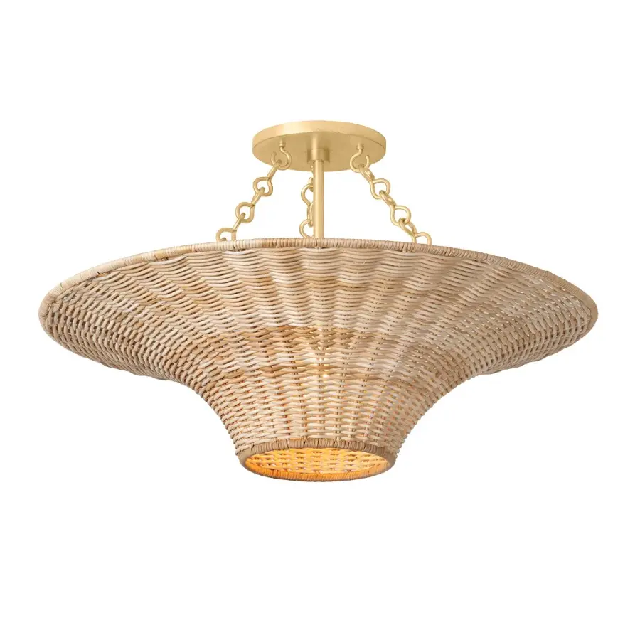 Ketan One Light Semi Flush Mount in Vintage Gold Leaf