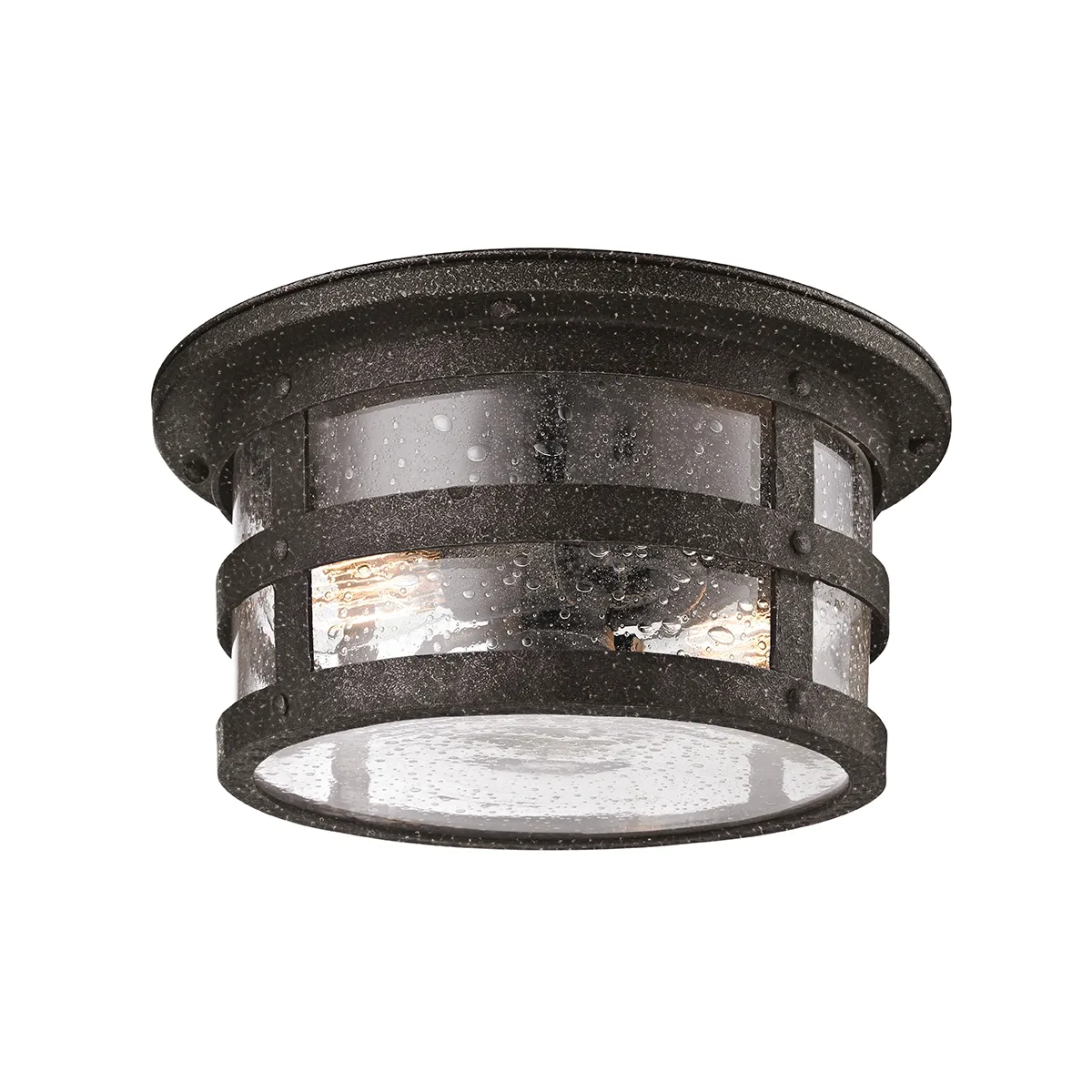 Barbosa Two Light Flush Mount in Aged Pewter