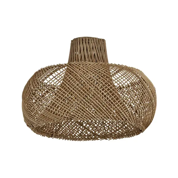 The Kylo semi-flush mount features a striking multi-layered rattan construction that creates beautiful mosaic light patterns on walls. Its handcrafted natural weave and compact profile make it ideal for spaces needing ambient warmth with artisanal character.