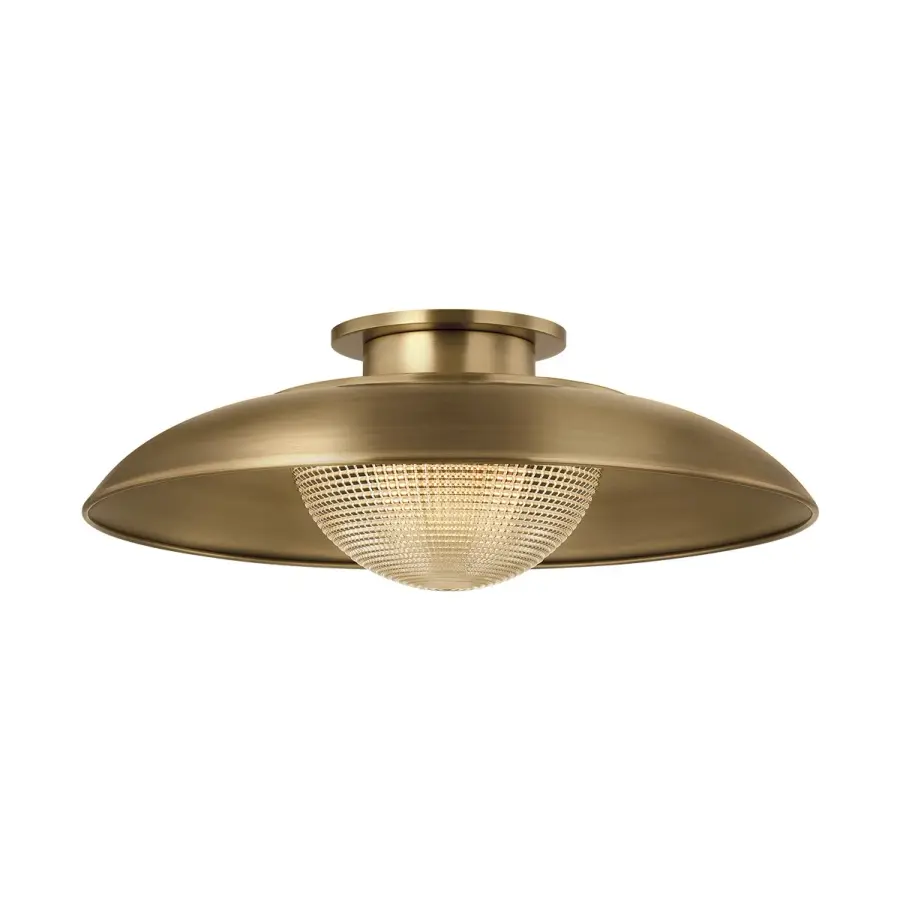 Braxton One Light Semi Flush Mount in Patina Brass