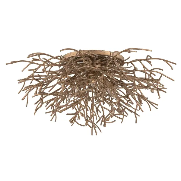 The Sierra flush mount brings artisanal craftsmanship to spaces with lower ceilings. Hand-worked iron in Vienna Bronze finish creates visual interest while the 32-inch span provides ample illumination for larger rooms.
