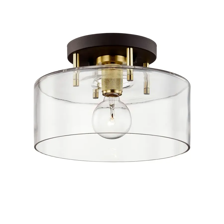 Bergamot Station One Light Semi-Flush Mount in Bronze