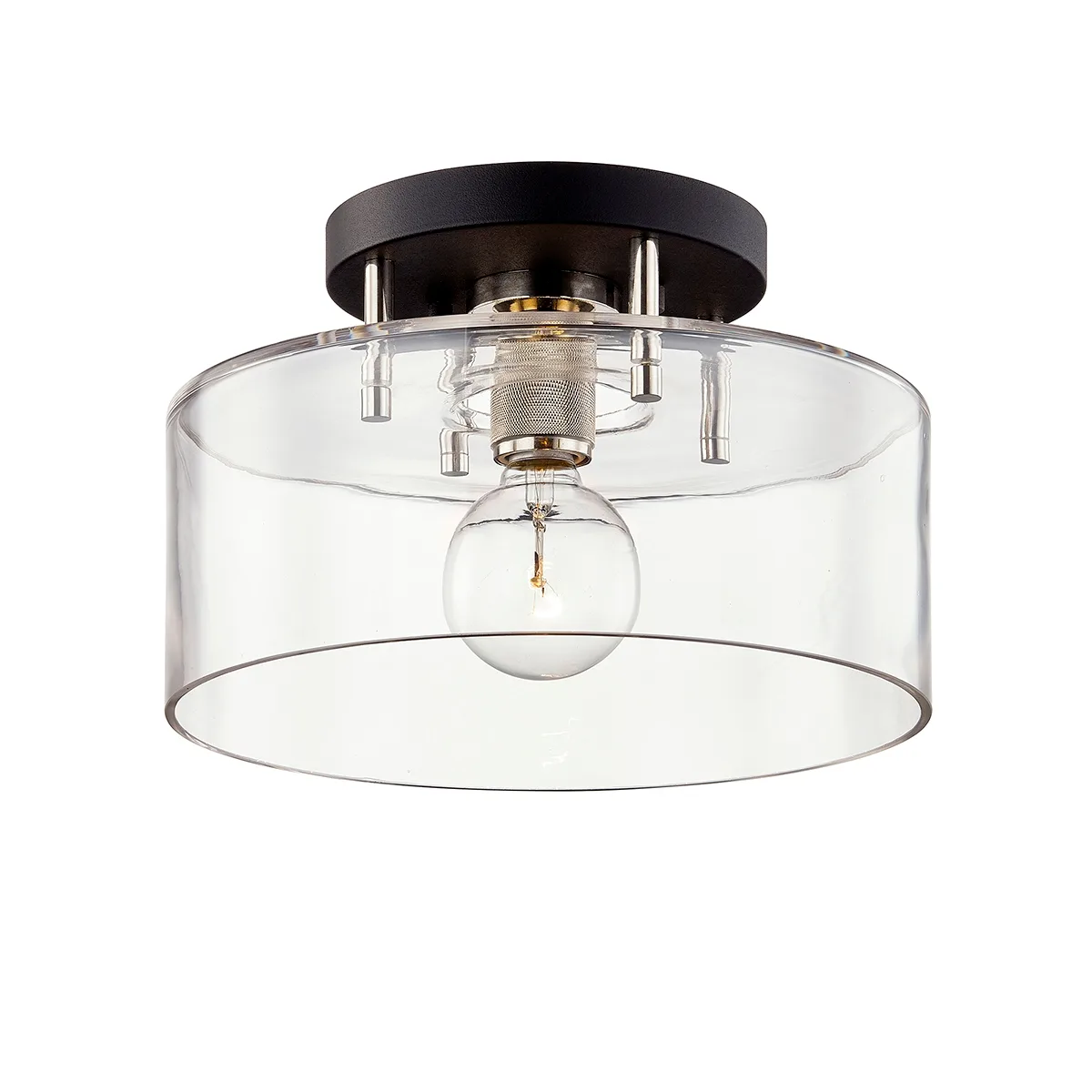 Bergamot Station One Light Semi-Flush Mount in Textured Black