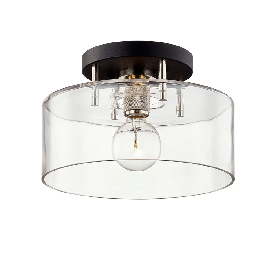 Bergamot Station One Light Semi-Flush Mount in Textured Black