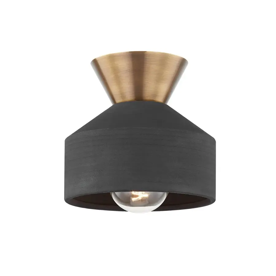 Covina One Light Flush Mount in Patina Brass