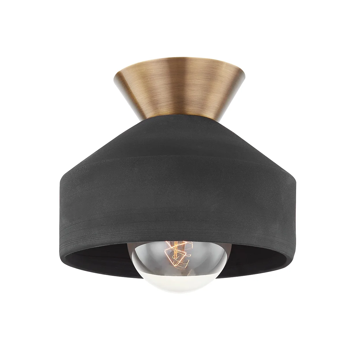 Covina One Light Flush Mount in Patina Brass