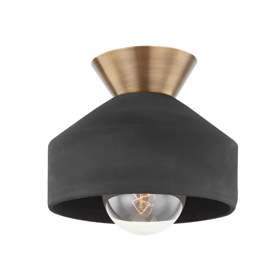 Covina One Light Flush Mount in Patina Brass
