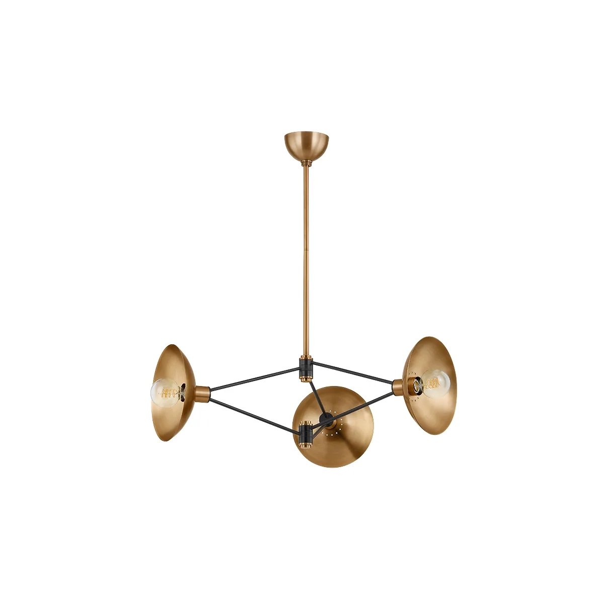 Axel Three Light Chandelier in Patina Brass