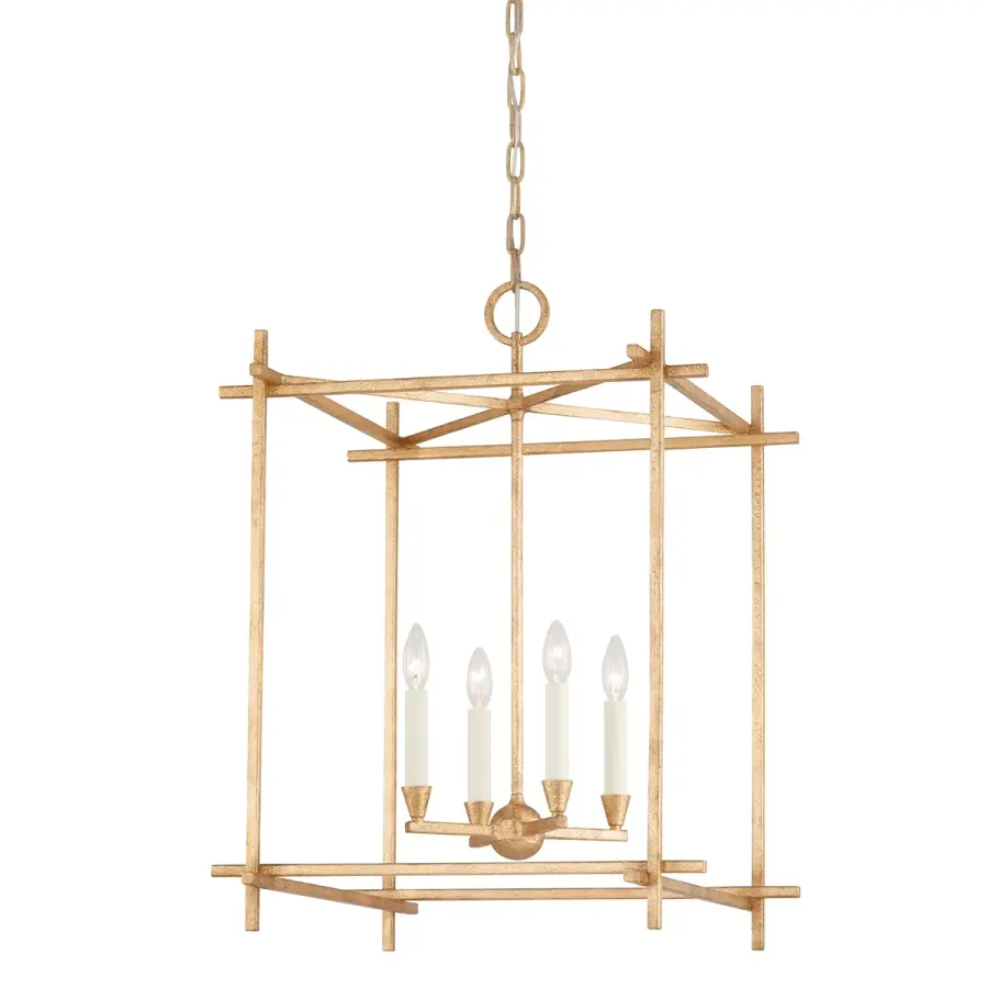 Huck Four Light Lantern in Vintage Gold Leaf