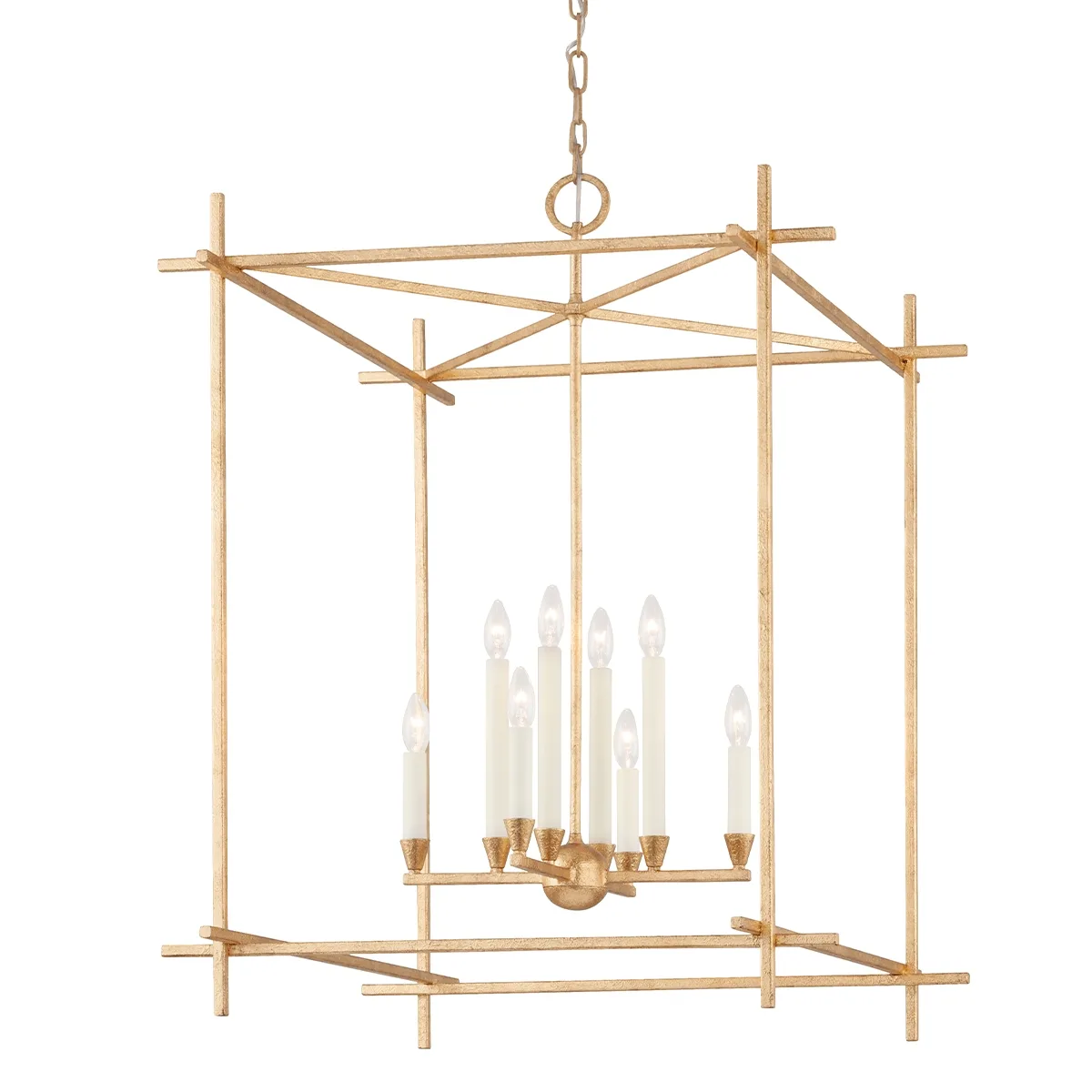 Huck Eight Light Lantern in Vintage Gold Leaf