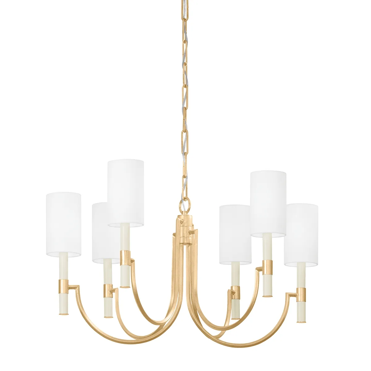 Gustine Six Light Chandelier in Vintage Gold Leaf