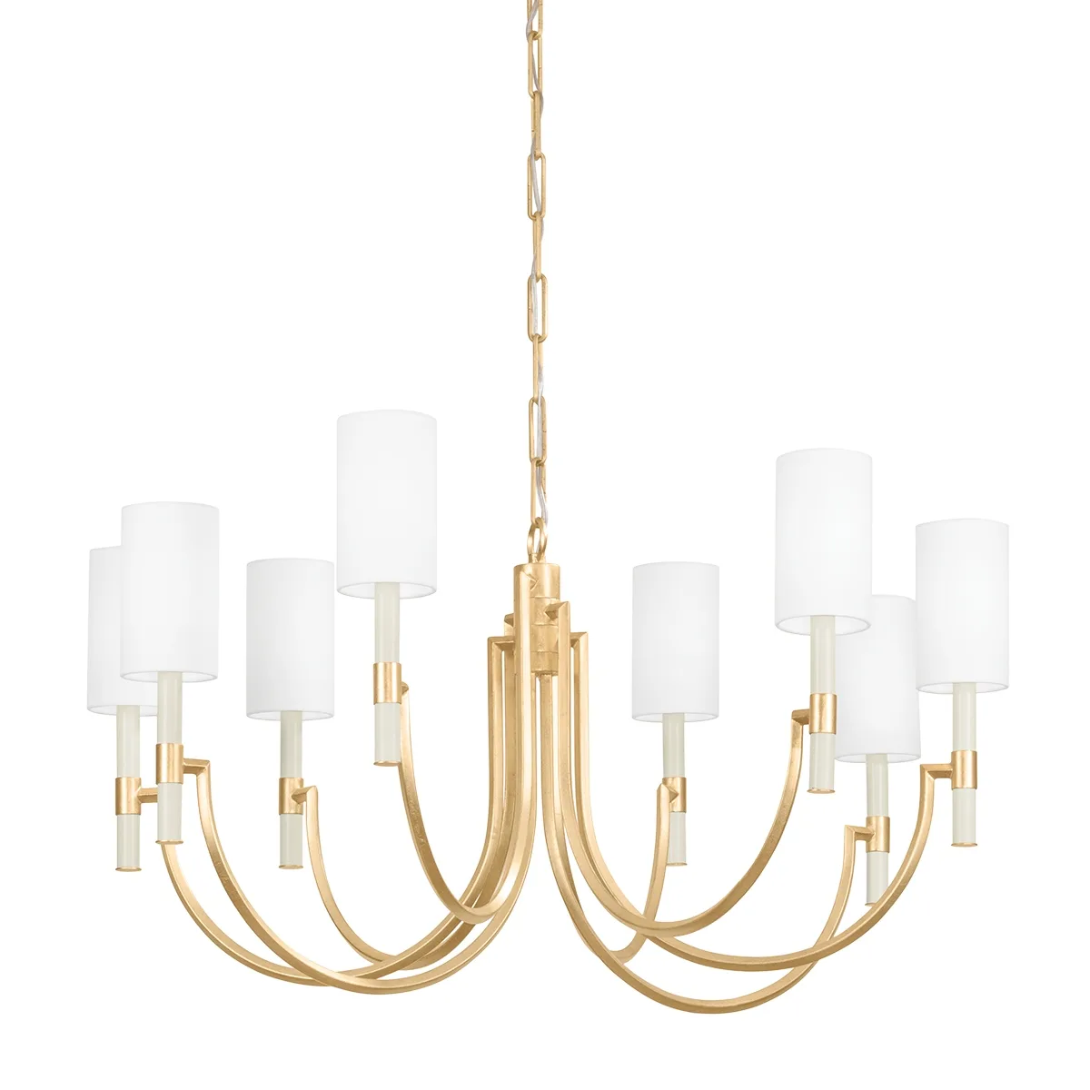 Gustine Eight Light Chandelier in Vintage Gold Leaf