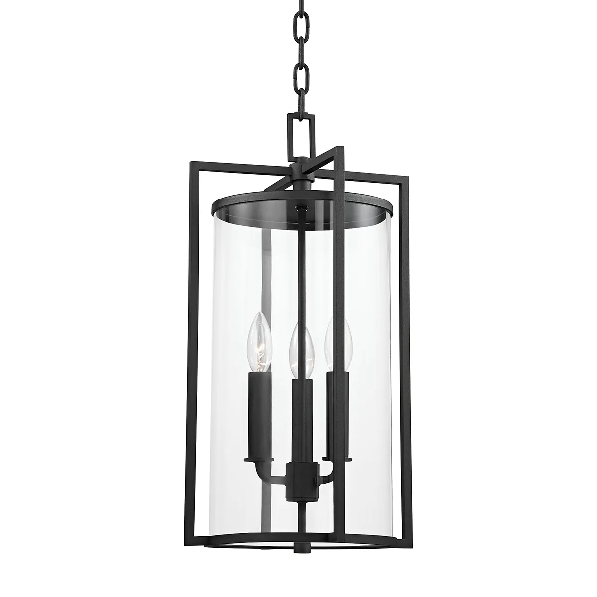 Percy Three Light Outdoor Lantern in Textured Black