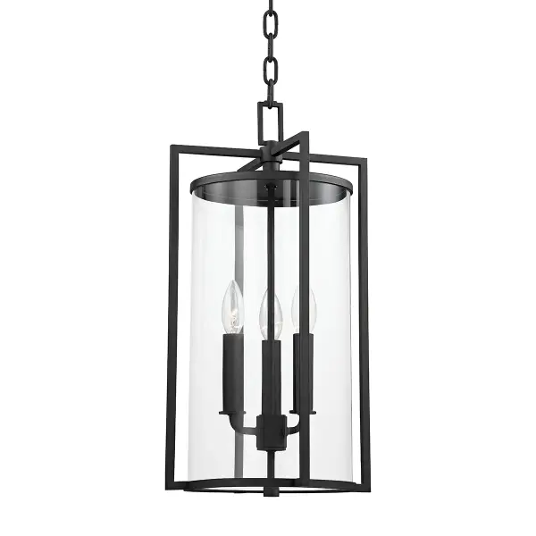 Percy Three Light Outdoor Lantern in Textured Black