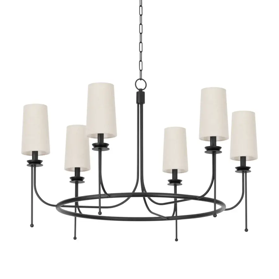 Calder Six Light Chandelier in Forged Iron