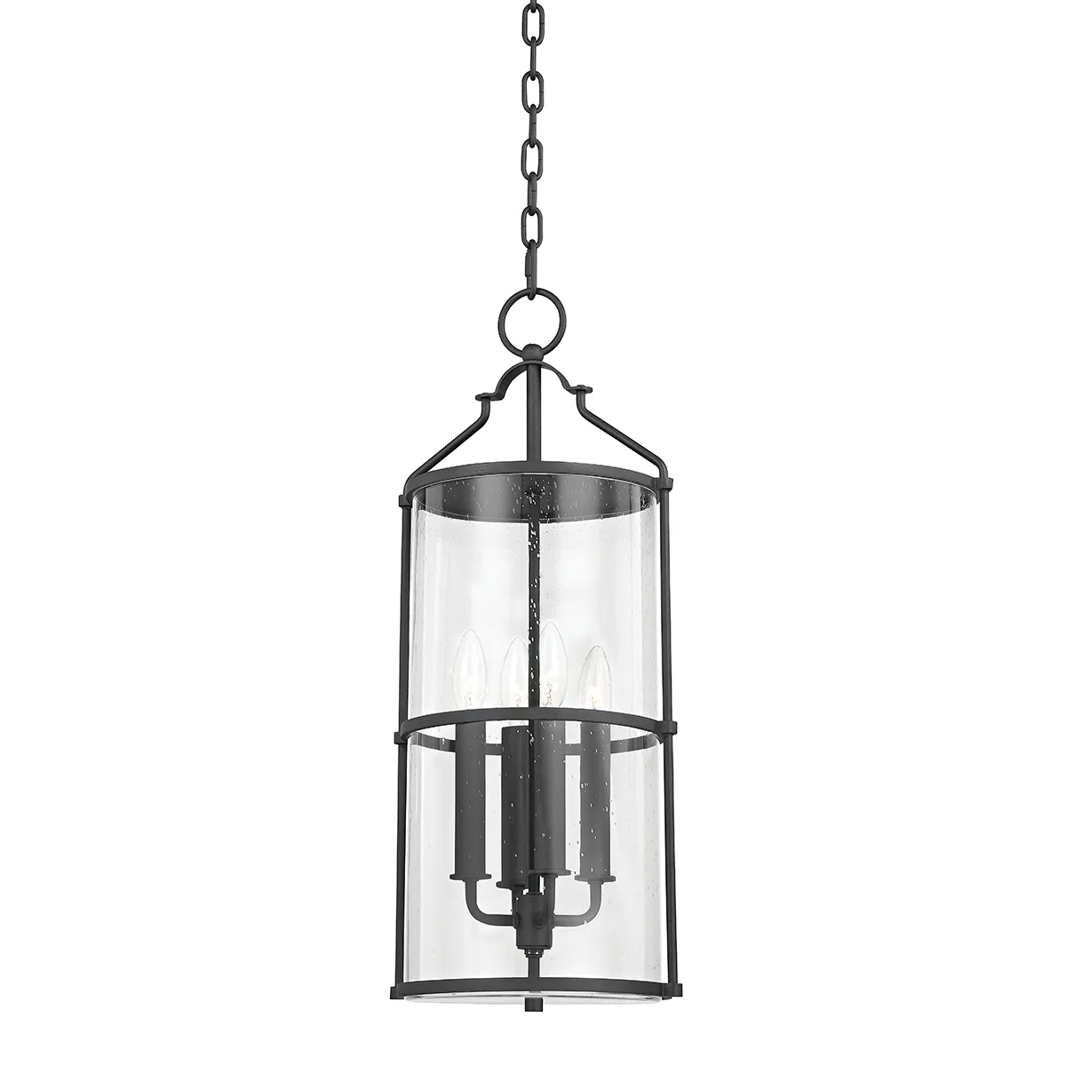 Burbank Four Light Outdoor Lantern in Textured Black