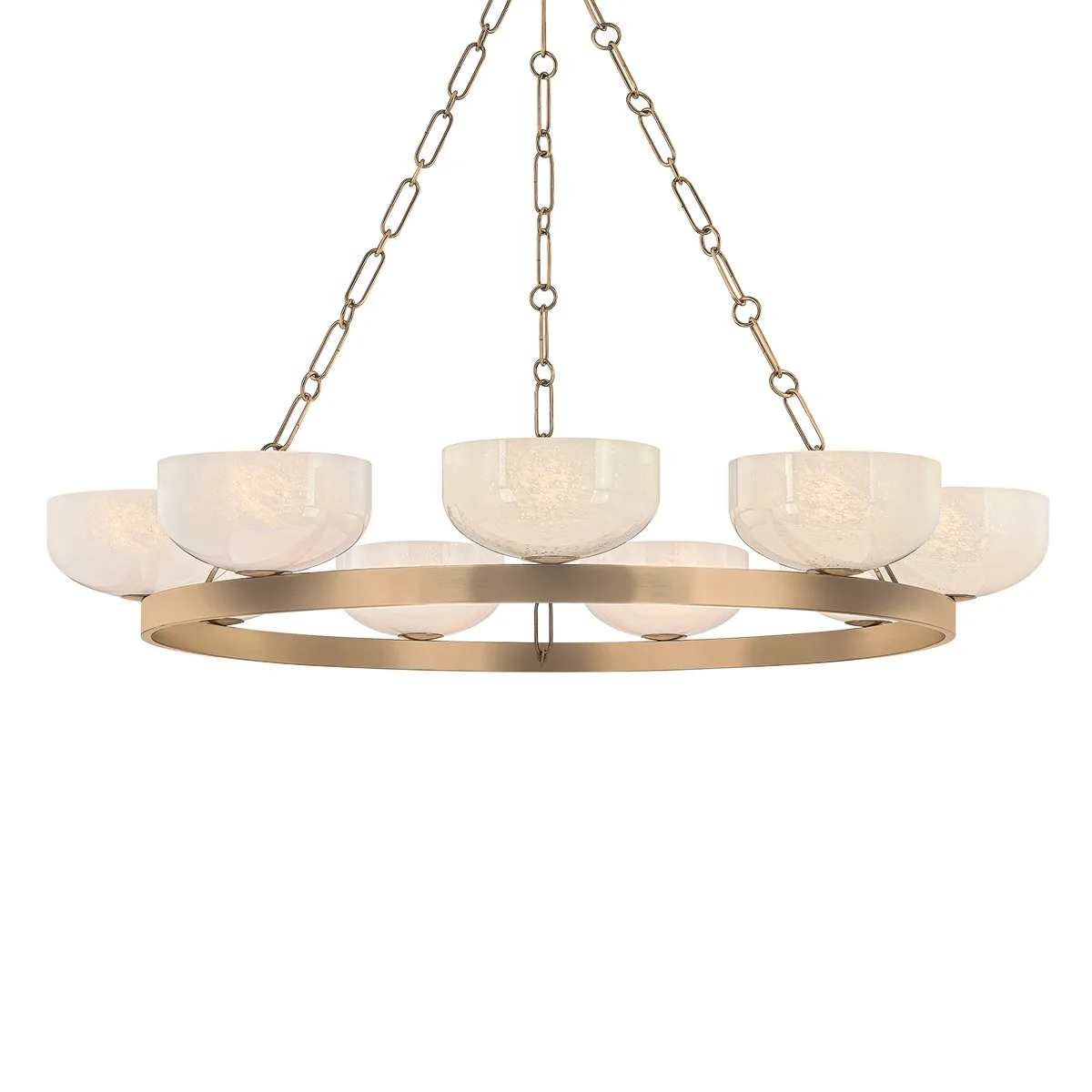 Caelum Nine Light Chandelier in Patina Brass