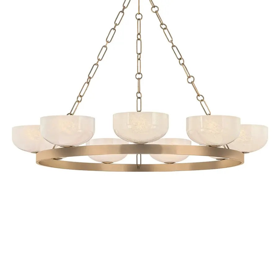 Caelum Nine Light Chandelier in Patina Brass