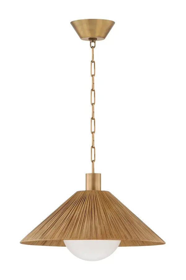 Woodside One Light Pendant in Patina Brass