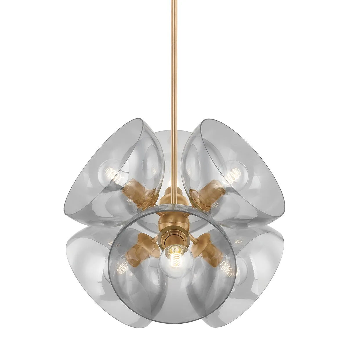 Salix Six Light Pendant in Patina Brass