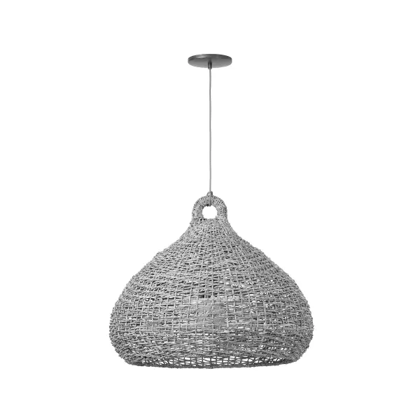 The Lechlan pendant brings artisanal warmth with its handwoven Natural Kalas Abaca shade in a dense crosshatch pattern. The acorn-inspired silhouette and fabric-wrapped cord create a relaxed, organic aesthetic perfect for coastal or modern interiors.