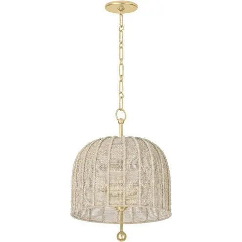 The Lonnie pendant reimagines classic Scandinavian design with a contemporary twist. Bleached Abaca rope wrapping creates beautiful light diffusion while the Vintage Gold Leaf finish adds warmth. The decorative sphere detail is a thoughtful design touch.