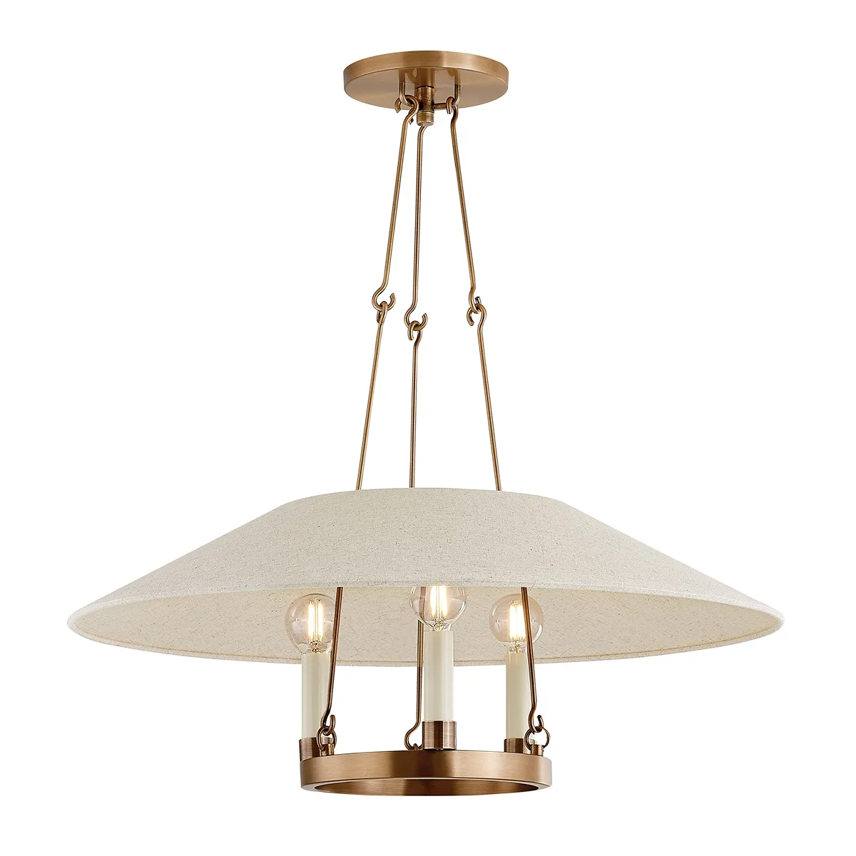 Archive Three Light Chandelier in Patina Brass