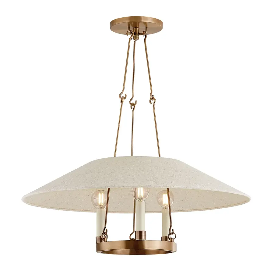 Archive Three Light Chandelier in Patina Brass