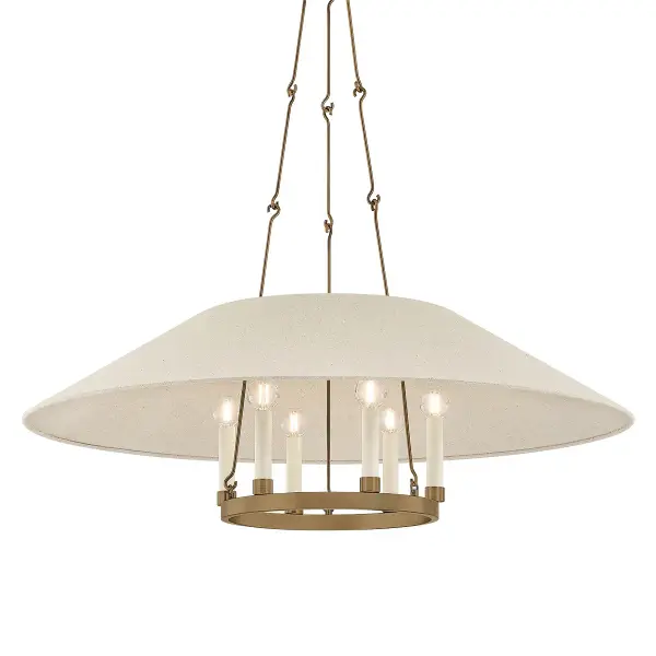 Archive Six Light Chandelier in Patina Brass