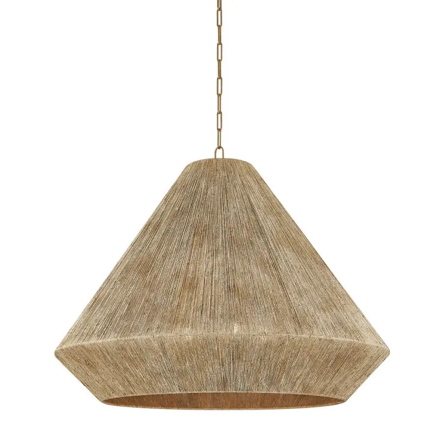 Keats Five Light Pendant in Patina Brass