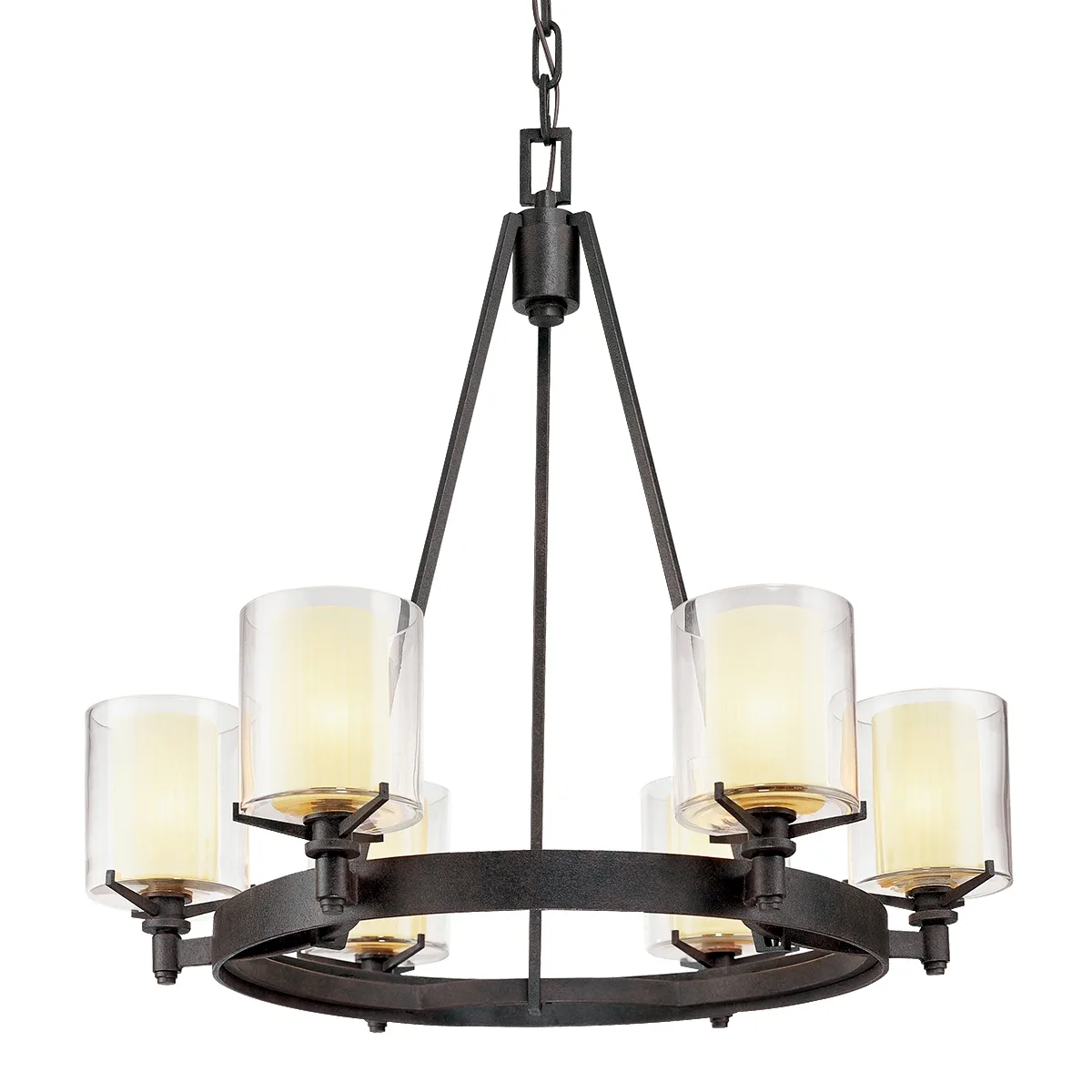 Arcadia Six Light Chandelier in Textured Iron