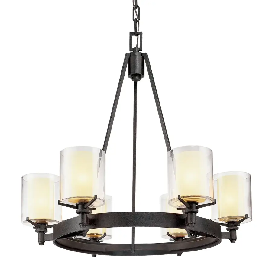 Arcadia Six Light Chandelier in Textured Iron
