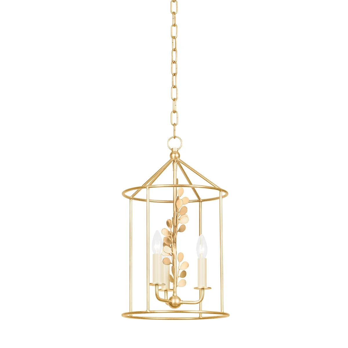 Adrienne Three Light Lantern in Vintage Gold Leaf