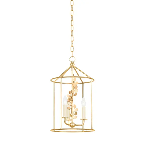 Adrienne Three Light Lantern in Vintage Gold Leaf