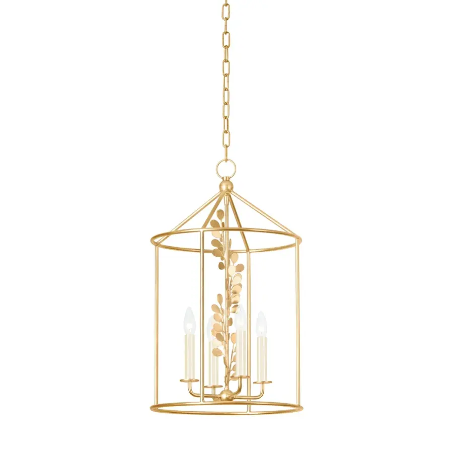 Adrienne Four Light Lantern in Vintage Gold Leaf