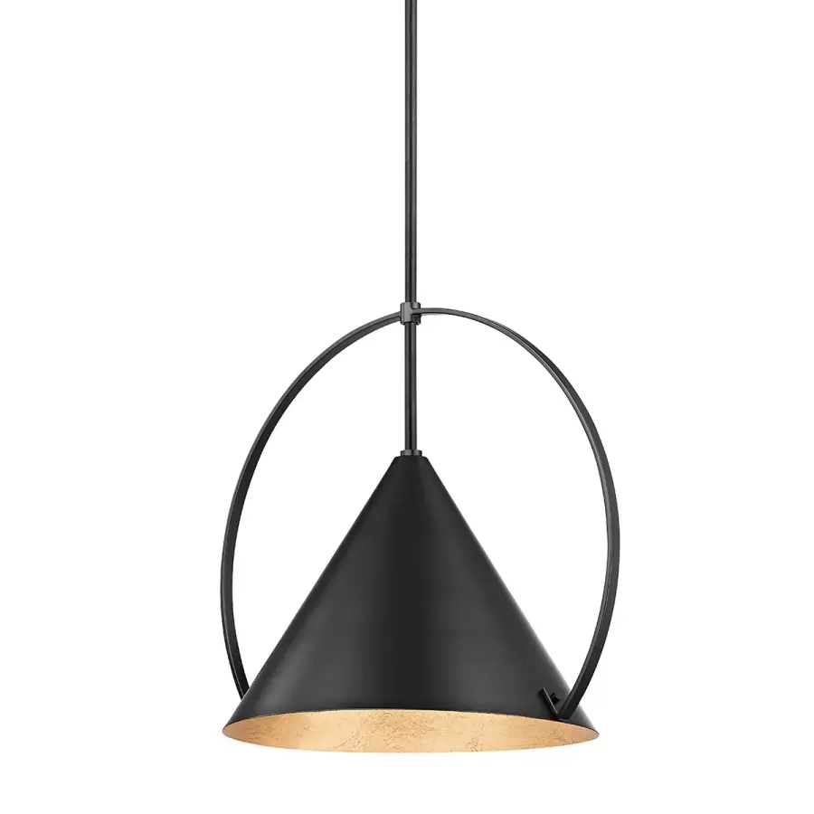 Mari One Light Pendant in Gold Leaf/Soft Black