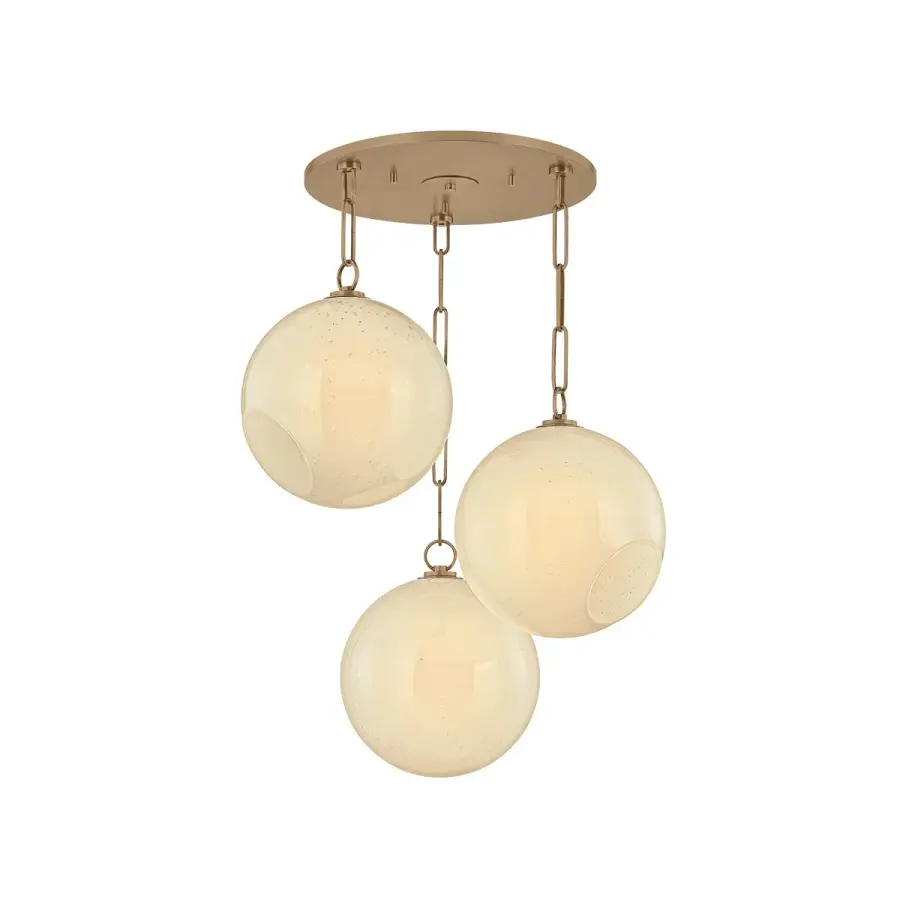 Bramble Three Light Chandelier in Patina Brass