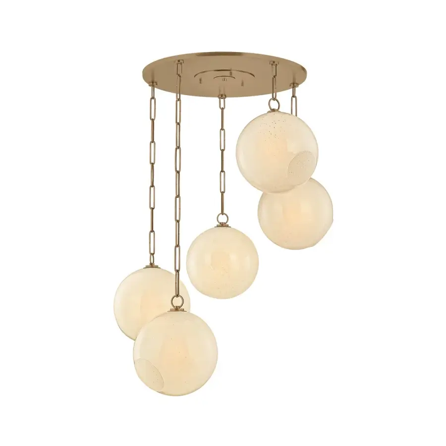 Bramble Five Light Chandelier in Patina Brass